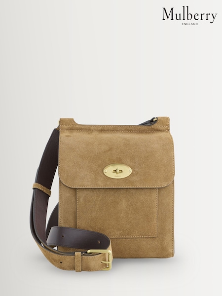 Mulberry Brown Small Antony Suede Bag (V46883) | £745
