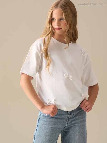 Angel & Rocket White Becca Bow T-Shirt (V46993) | £14 - £18