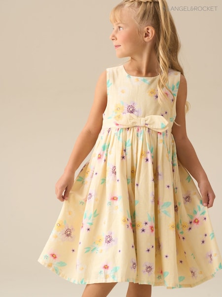 Angel & Rocket Natural Edie Linen Floral Dress (V46998) | £34 - £38