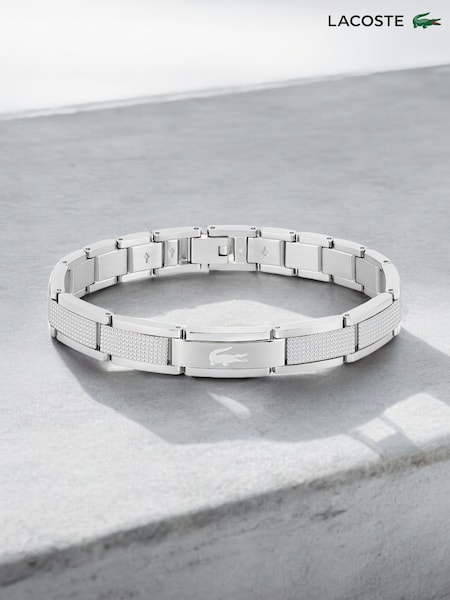 Lacoste Silver Tone Men's Stencil Stainless Steel Bracelet (V47019) | £79