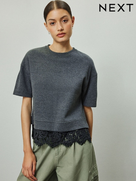 Grey - Cosy Short Sleeve Top