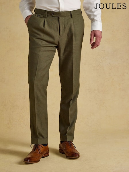 Green - Regular Joules Slim Fit Linen Suit Trousers
