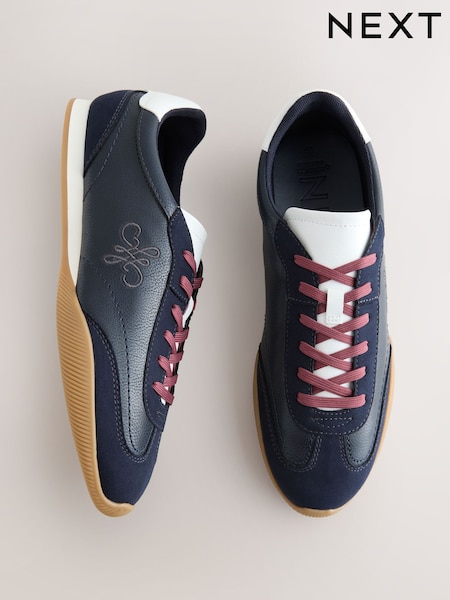 Navy - Forever Comfort® Slim Lace Up Logo Trainers