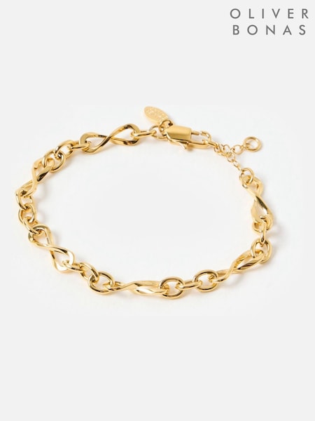Oliver Bonas Gold Tone Serena Stainless Steel Waterproof Chain Bracelet (V47326) | £28