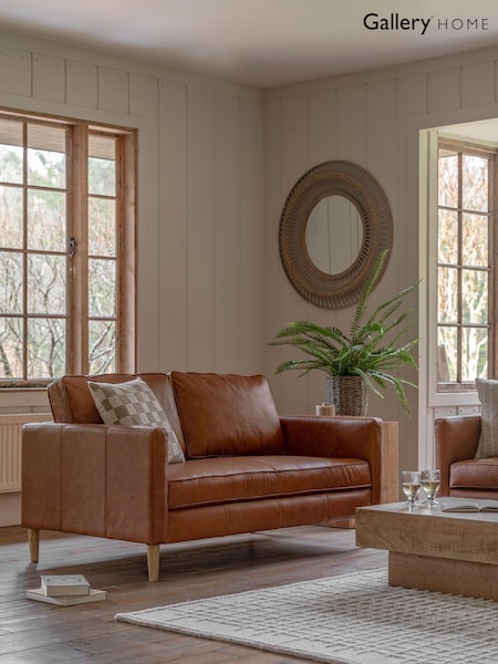 Gallery Home Brown Vintage Osborne Leather 2 Seater Sofa (V47658) | £2,160