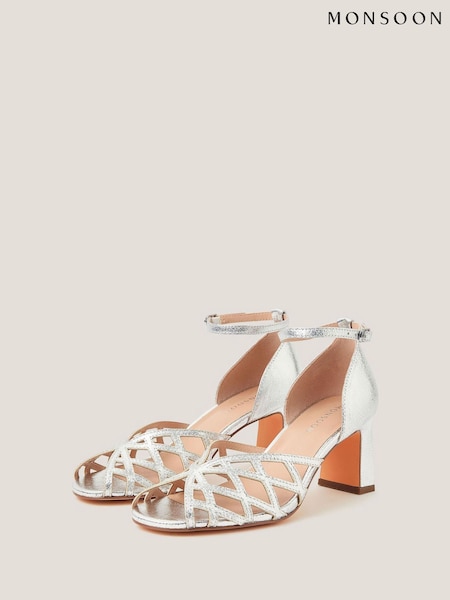 Monsoon Silver Callie Metallic Caged Heel Sandals (V47726) | £69