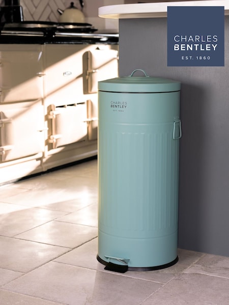 Charles Bentley Green 30L Round Retro Kitchen Pedal Bin (V47944) | £50
