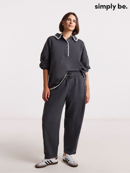 Simply Be Grey Whipsitch Barrel Leg Joggers (V48553) | £30