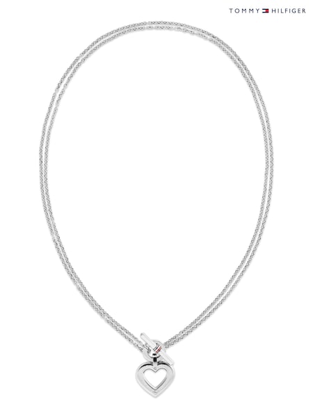 Tommy Hilfiger Silver Tone Stainless Steel Necklace With Toggle Heart Pendant (V48911) | £59