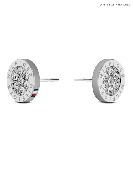 Tommy Hilfiger Silver Tone Crystal Centred Stud Earrings (V48913) | £39