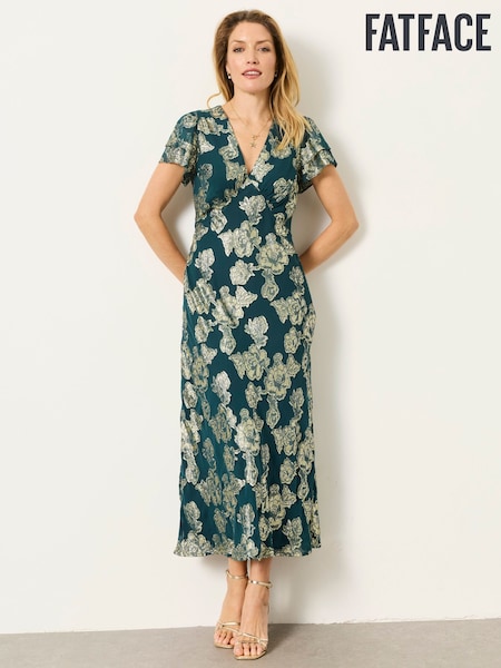 Teal Blue - Fatface Metallic Dress