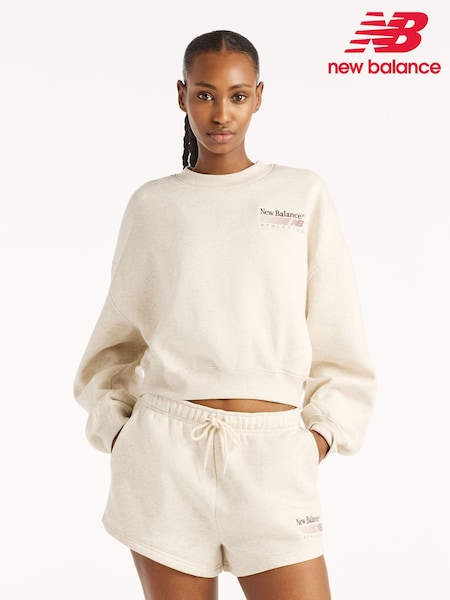 Cream - New Balance Trackside Crew Neck Sweat Top
