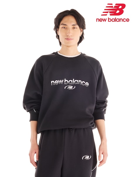 Black - Regular New Balance Trackside Fleece Crew Neck Sweat Top