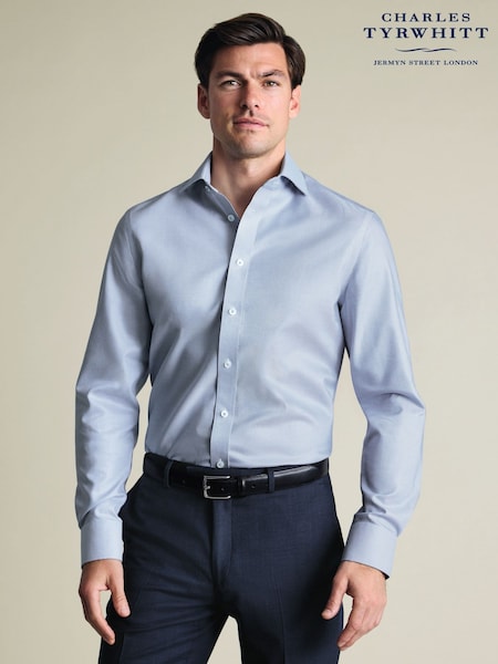 Charles Tyrwhitt Blue Non-Iron Weave Cutaway Shirt (V49075) | £75