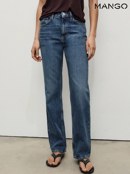 Mango Blue Mid Rise Straight Fit Jeans (V49094) | £40