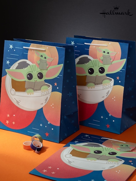 Hallmark 3 Pack Blue Large Star Wars Grogu Gift Bags (V49163) | £10