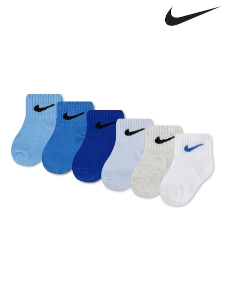Blue - Nike Infant Swoosh Ankle Socks 6 Pack