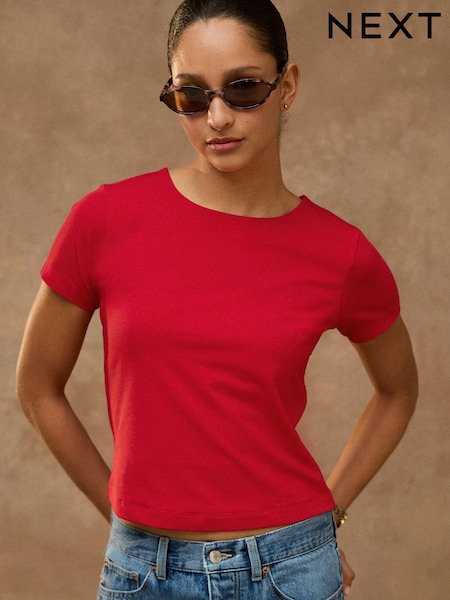 Red - Fitted Short Sleeve T-shirt