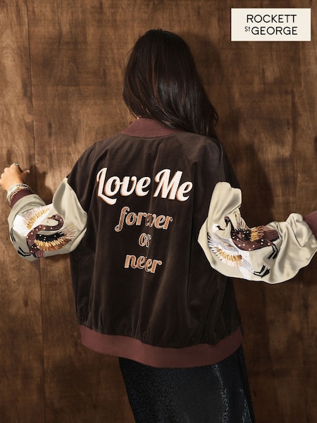 Chocolate Brown Swan - Rockett St George Bomber Jacket