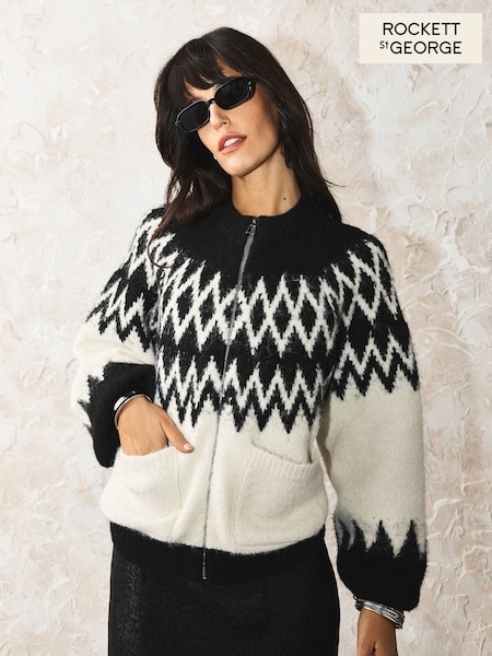Black & White - Rockett St George Knitted Bomber Jacket
