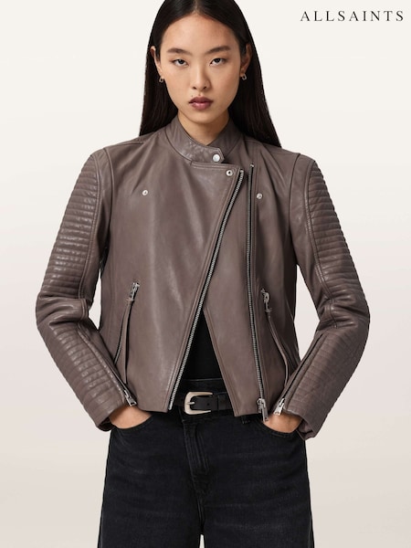 AllSaints Brown Raul Biker Jacket (V49749) | £379