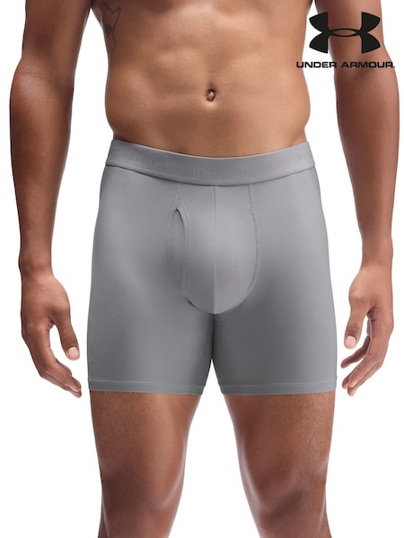 Grey - Regular Under Armour Performance Tech Mesh Mod 6" Boxers 3 Pack