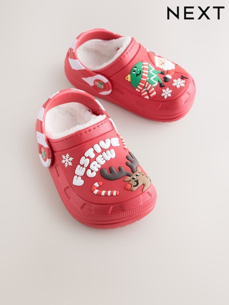 Red Festive - Warm Lined Slipper Clogs