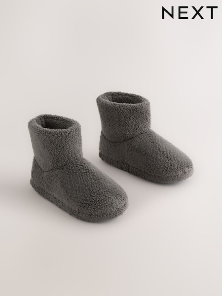 Grey - Borg Fleece Slipper Boots