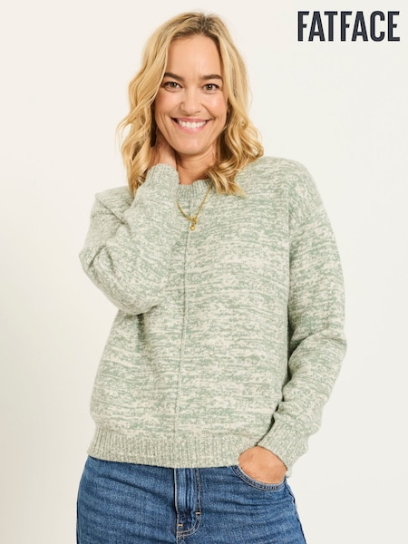 Green - Fatface Twist Knitted Crew Neck Jumper