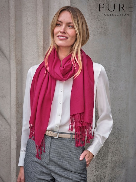 Pure Collection Pink Merino Wool/Cashmere Pashmina (V50475) | £85