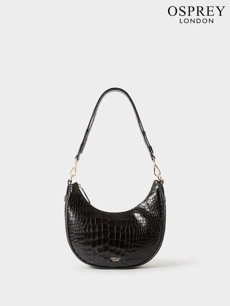 Osprey London Black The Piper Mini Leather Shoulder Bag (V50595) | £115