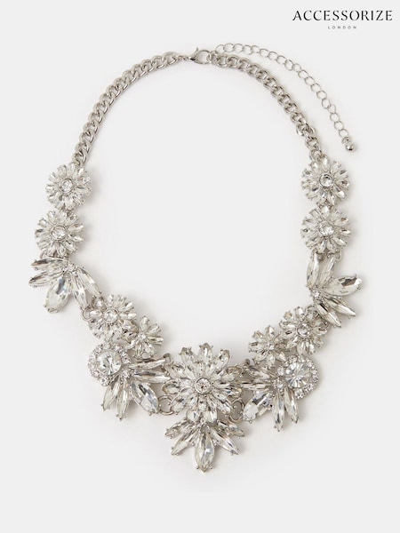 Accessorize White Floral Crystal Statement Necklace (V50693) | £28