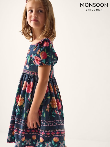 Monsoon Blue Aurelia Floral Print Dress (V50781) | £36 - £41