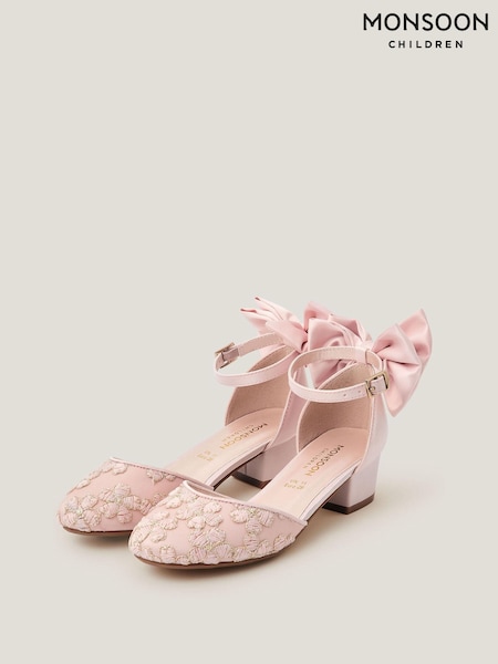 Monsoon Pink Sara Embroidered Flower Heels (V50784) | £28 - £34