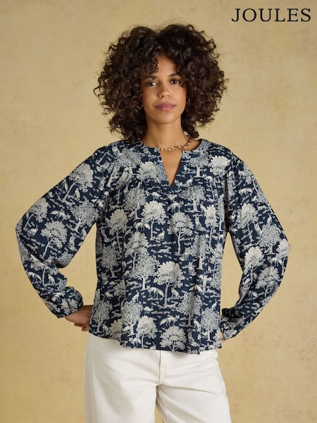Navy Toile - Joules Elodie Popover Blouse