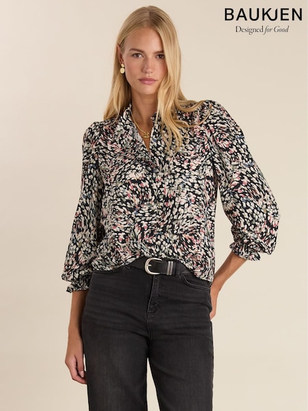Baukjen Willow Printed Black Blouse (V50971) | £139