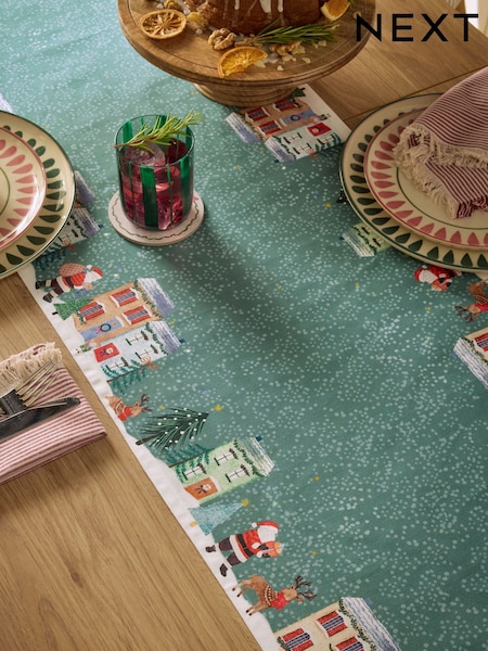 Christmas Santa's Village Table Runner