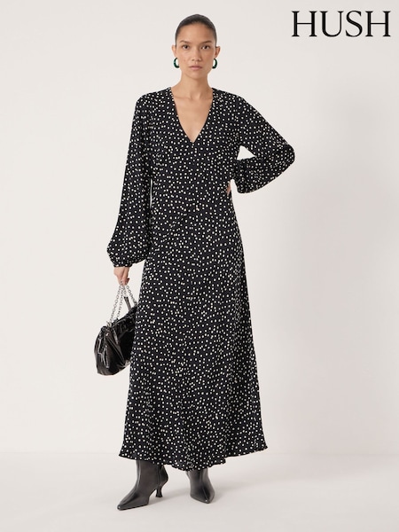 Hush Black Grace V-Neck Long Sleeve Dress (V51066) | £130