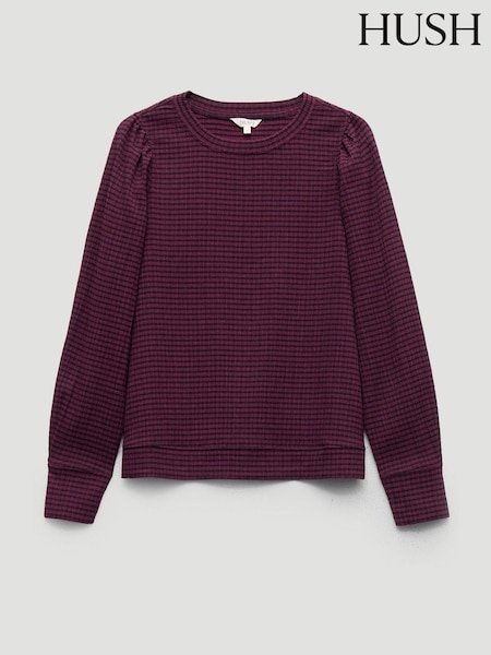 Hush Red Emily Gingham Puff Sleeve Top (V51087) | £45