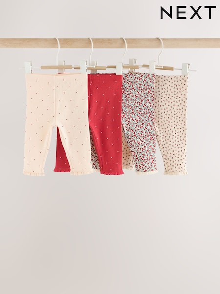 Red Ditsy Floral - Baby Leggings 4 Pack (0mths-2yrs)