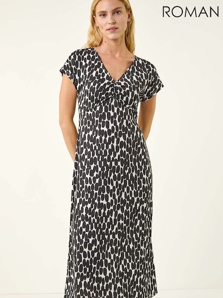 Roman Black Abstract Spot Print Back Detail Dress (V51151) | £48
