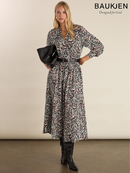 Baukjen Susannah Printed Midi Black Dress (V51152) | £189