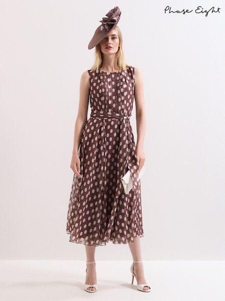 Phase Eight Brown Lucinda Spot Dress (V51157) | £159