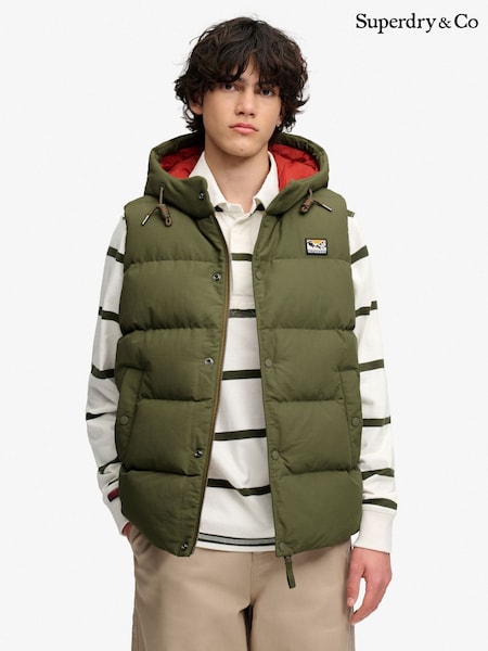 Green - Regular Superdry Hood Short Everest Gilet