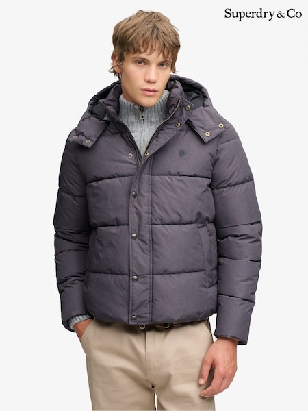 Grey - Regular Superdry Premium Hood Puffer Coats