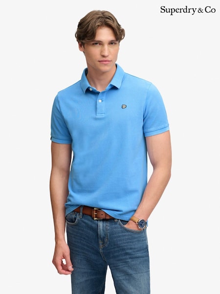Light Blue - Regular Superdry Vintage Destroy Polo Shirt