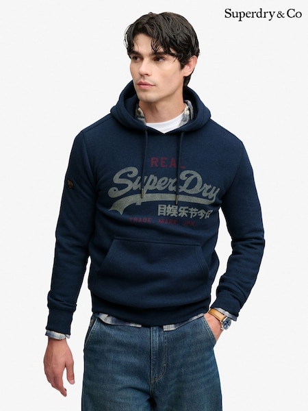 Blue - Regular Superdry Vl Heritage Relaxed Hoodies