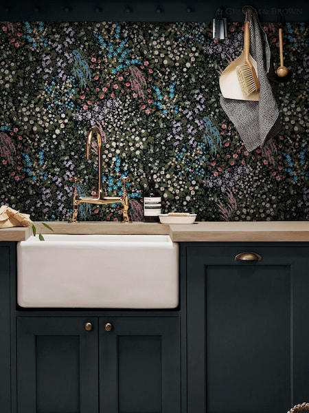 Graham & Brown Black Painterly Flora 10M Wallpaper (V51686) | £85