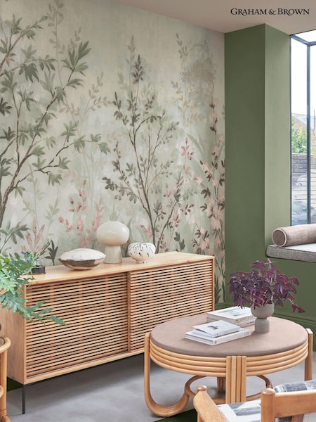 Graham & Brown Soft Green Forest in Bloom Fixed Size Mural 4m x 2.5m (V51861) | £300