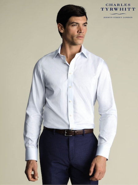 Charles Tyrwhitt Blue Non-Iron Twill Stripe Shirt (V52192) | £70